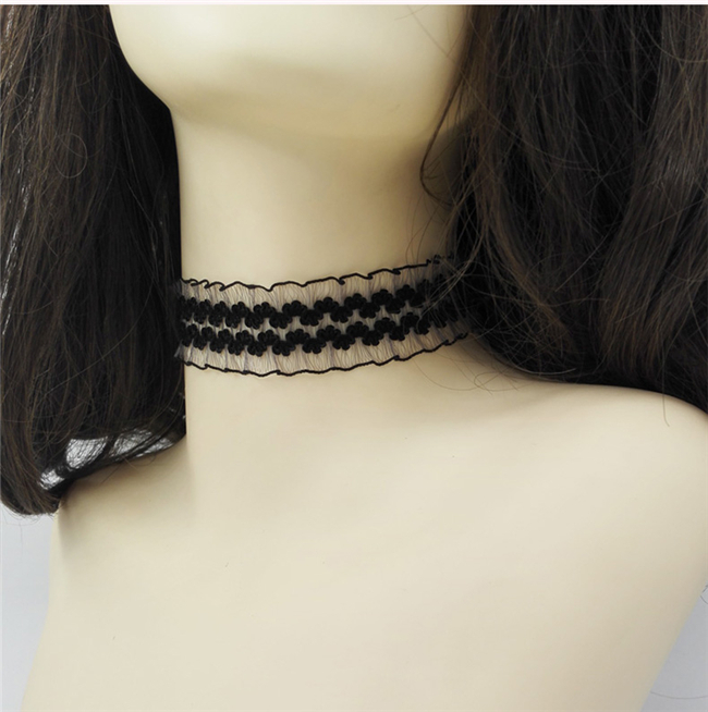 チョーカー　おしゃれ　レース素材　伸縮タイプ　鎖骨　欧米風　choker　サイズ調節可能　男の娘のチョーカー　コスチューム用小物-4