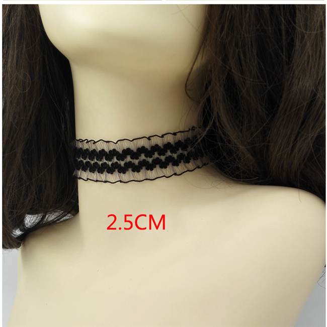 チョーカー　おしゃれ　レース素材　伸縮タイプ　鎖骨　欧米風　choker　サイズ調節可能　男の娘のチョーカー　コスチューム用小物-3