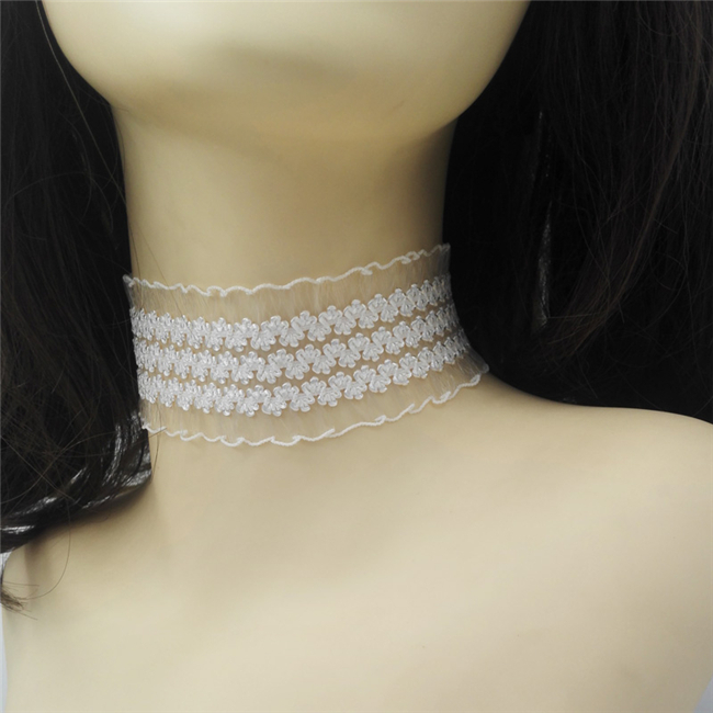 チョーカー　おしゃれ　レース素材　伸縮タイプ　鎖骨　欧米風　choker　サイズ調節可能　男の娘のチョーカー　コスチューム用小物-6