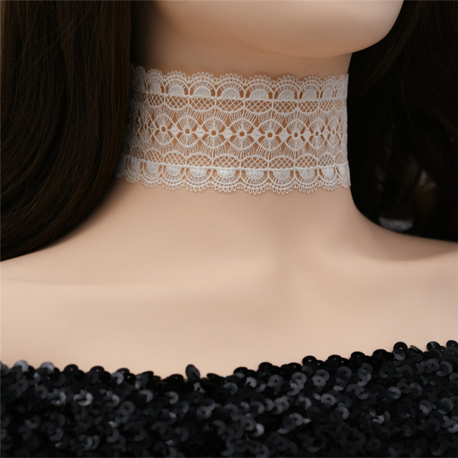 黒色/白色レース　チョーカー　ンズ/レディース兼用　鎖骨choker　サイズ調節可能　首輪　男の娘のチョーカー　CD変装用小物-2