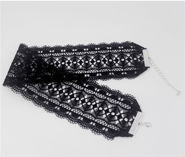 黒色/白色レース　チョーカー　ンズ/レディース兼用　鎖骨choker　サイズ調節可能　首輪　男の娘のチョーカー　CD変装用小物-4
