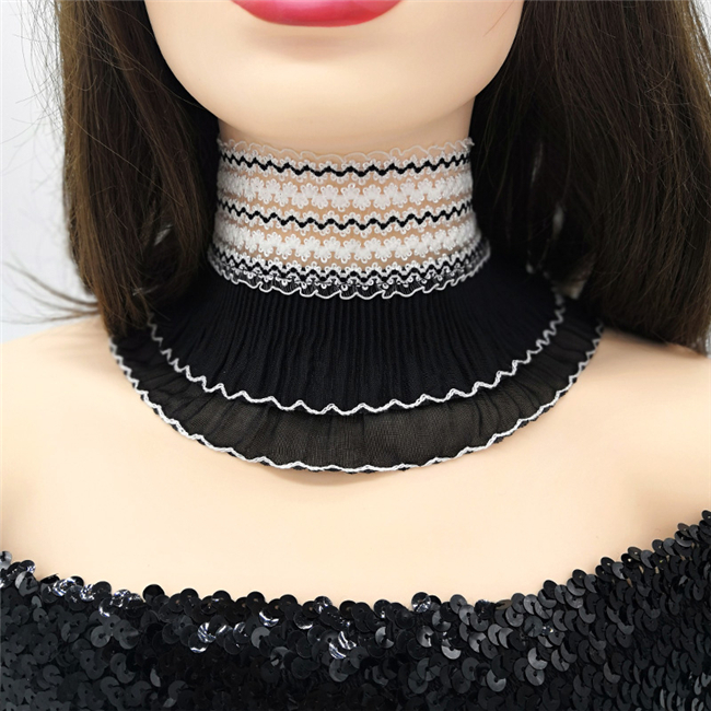 欧米風　チョーカー　男女兼用　レース　シリコンバストの首部分を隠す　鎖骨choker　CD変装用小物　サイズ調節可能　アクセサリー-1