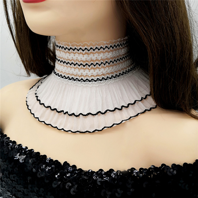 欧米風　チョーカー　男女兼用　レース　シリコンバストの首部分を隠す　鎖骨choker　CD変装用小物　サイズ調節可能　アクセサリー-4