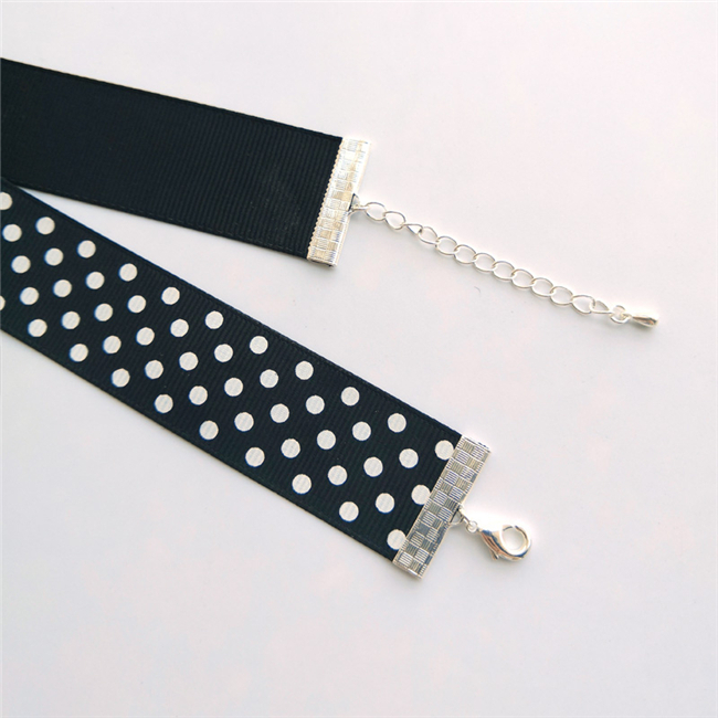 チョーカー　ブラック＆ホワイト水玉模様　首輪　クラシック　魅力　鎖骨choker　サイズ調節可能　シリコンバストの首部分を隠す　男の娘　CD変装用小物　レディース　アクセサリー-5
