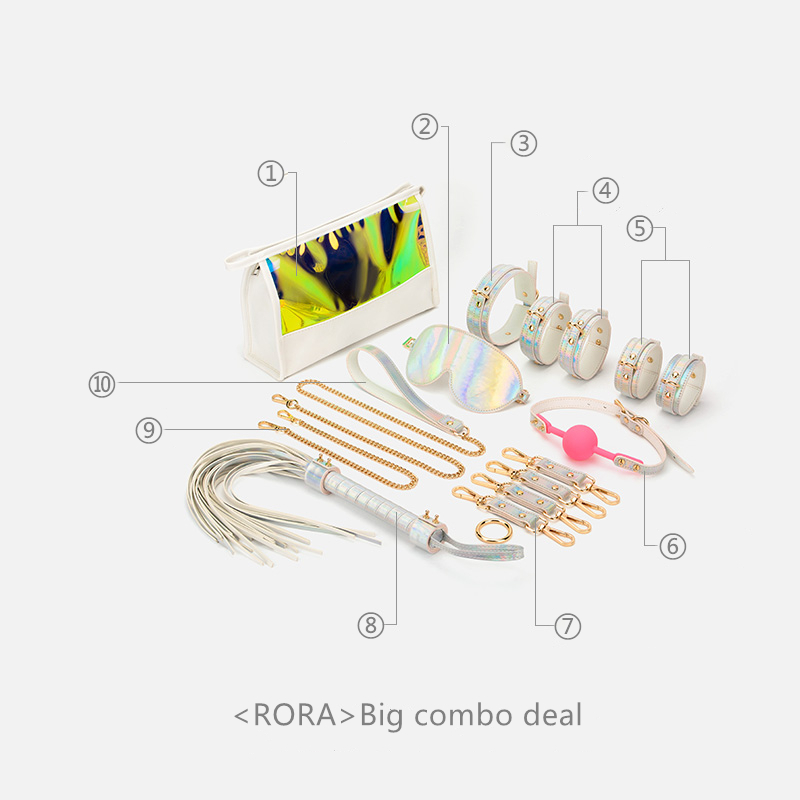 <RORA>SMセット　7/10点セット　拘束具　束縛具　アイマスク+足枷+手枷+首輪など　SMプレイ　コスプレ　男女兼用　調節可能-2