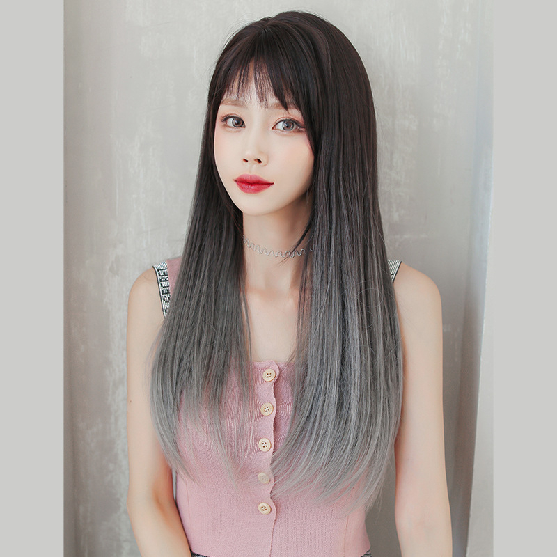 大人気 グラデーション グレー 女装カツラ ストレートウィッグ ミディアム 長さ63cm 人工頭皮 耐熱 ネット付き 質感自然 日常カツラ 男の娘 女装体験用カツラ-3 大人気 グラデーション グレー 女装カツラ ストレートウィッグ ミディアム 長さ63cm 人工頭皮 耐熱 ネット付き 質感自然 日常カツラ 男の娘 女装体験用カツラ-3
