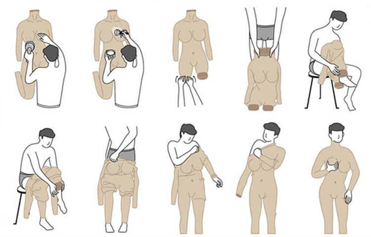 Sカップ爆乳フェチ向けの女装ボディースキン　高弾性綿/シリコン充填の乳房　キレイな首回りと鎖骨を作る　お尻にアナルホール付き女体化スーツ　ペニス隠し　挿入不可/可能　袖付きの全身連体九分丈　男の娘　クロスドレス　フィメールボディスーツ-18