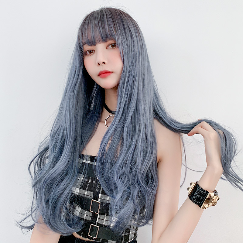 大人気 ブルー 女性用 フルウィッグ 巻き髪 自然な質感 長さ68cm 人工頭皮 耐熱 ネット付き 通気性が抜群 違和感がないウィッグ 男の娘 女装体験用カツラ お勧め-2 大人気 ブルー 女性用 フルウィッグ 巻き髪 自然な質感 長さ68cm 人工頭皮 耐熱 ネット付き 通気性が抜群 違和感がないウィッグ 男の娘 女装体験用カツラ お勧め-2