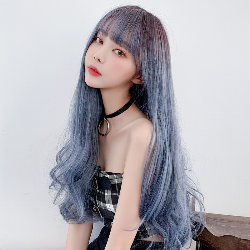 大人気 ブルー 女性用 フルウィッグ 巻き髪 自然な質感 長さ68cm 人工頭皮 耐熱 ネット付き 通気性が抜群 違和感がないウィッグ 男の娘 女装体験用カツラ お勧め-3 大人気 ブルー 女性用 フルウィッグ 巻き髪 自然な質感 長さ68cm 人工頭皮 耐熱 ネット付き 通気性が抜群 違和感がないウィッグ 男の娘 女装体験用カツラ お勧め-3