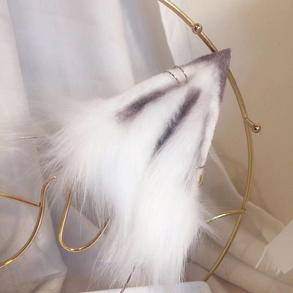 白狼　オオカミ　動物コスプレ　耳9cm/尻尾55cm　仮装　萌え　ふわふわ　アニマル変装　高品質　手作りイベント/ハロウイン/コスプレ小物-5