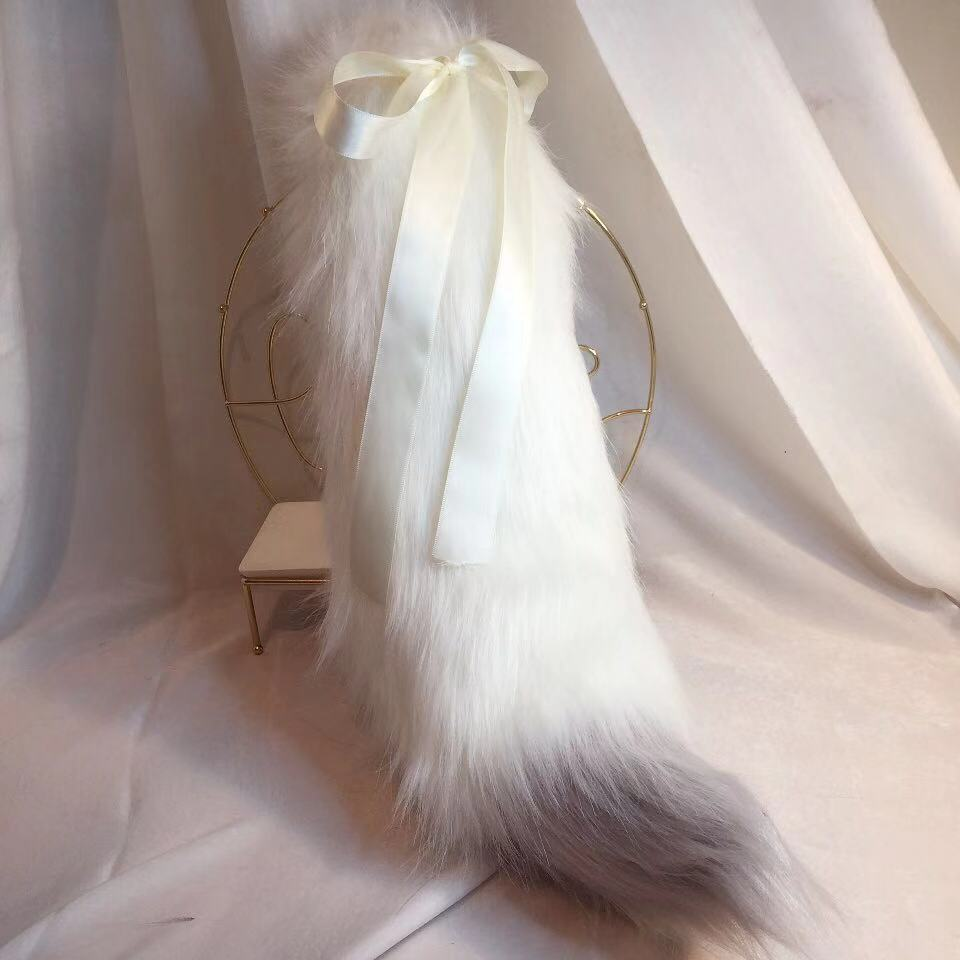 白狼　オオカミ　動物コスプレ　耳9cm/尻尾55cm　仮装　萌え　ふわふわ　アニマル変装　高品質　手作りイベント/ハロウイン/コスプレ小物-6