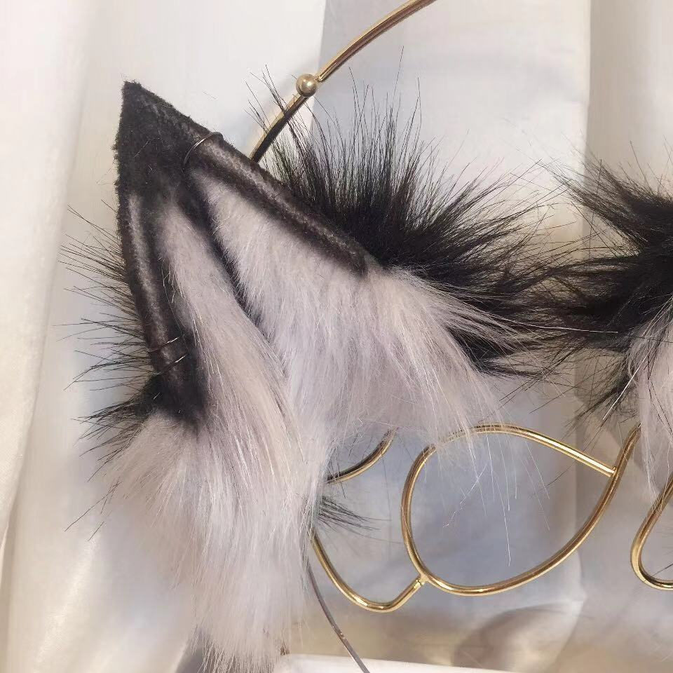 黒狼　オオカミ　動物コスプレ　耳9cm/尻尾55cm　仮装　萌え　ふわふわ　アニマル変装　高品質　手作りイベント/ハロウイン/コスプレ小物-4