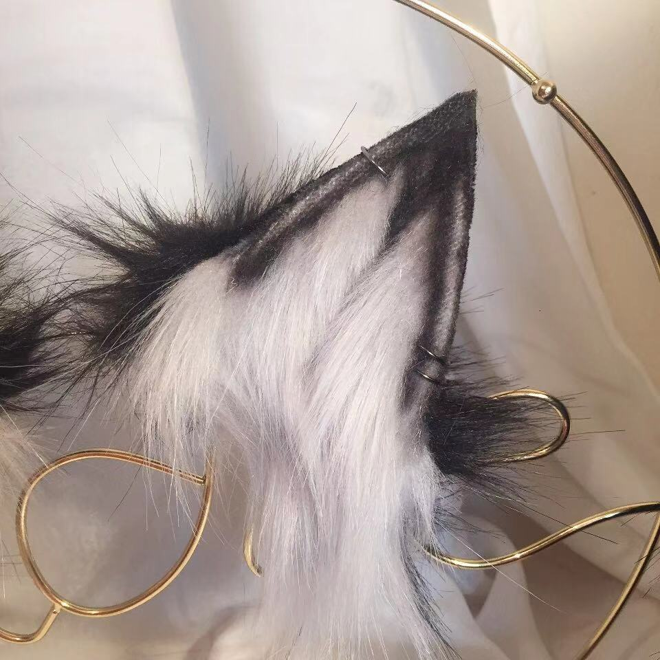 黒狼　オオカミ　動物コスプレ　耳9cm/尻尾55cm　仮装　萌え　ふわふわ　アニマル変装　高品質　手作りイベント/ハロウイン/コスプレ小物-5