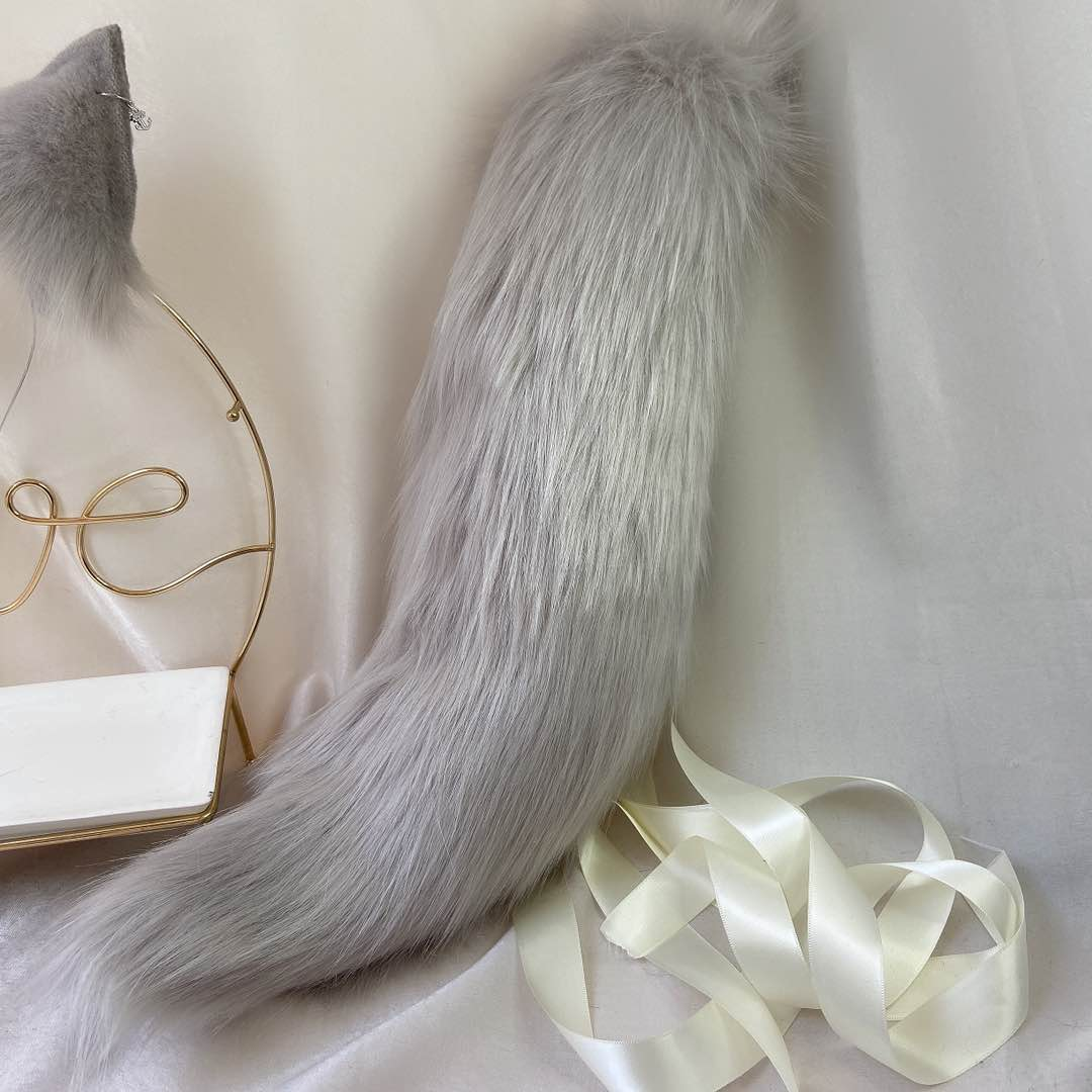 灰色狼　動物コスプレ　耳8cm/尻尾55cm　仮装　萌え　ふわふわ　アニマル変装　高品質　手作りイベント/ハロウイン/コスプレ小物-5