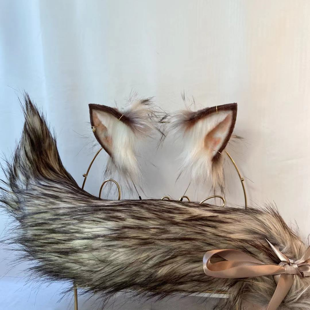 狼　動物コスプレ　耳8cm/尻尾55cm　仮装　萌え　ふわふわ　アニマル変装　高品質　手作りイベント/ハロウイン/コスプレ小物-2
