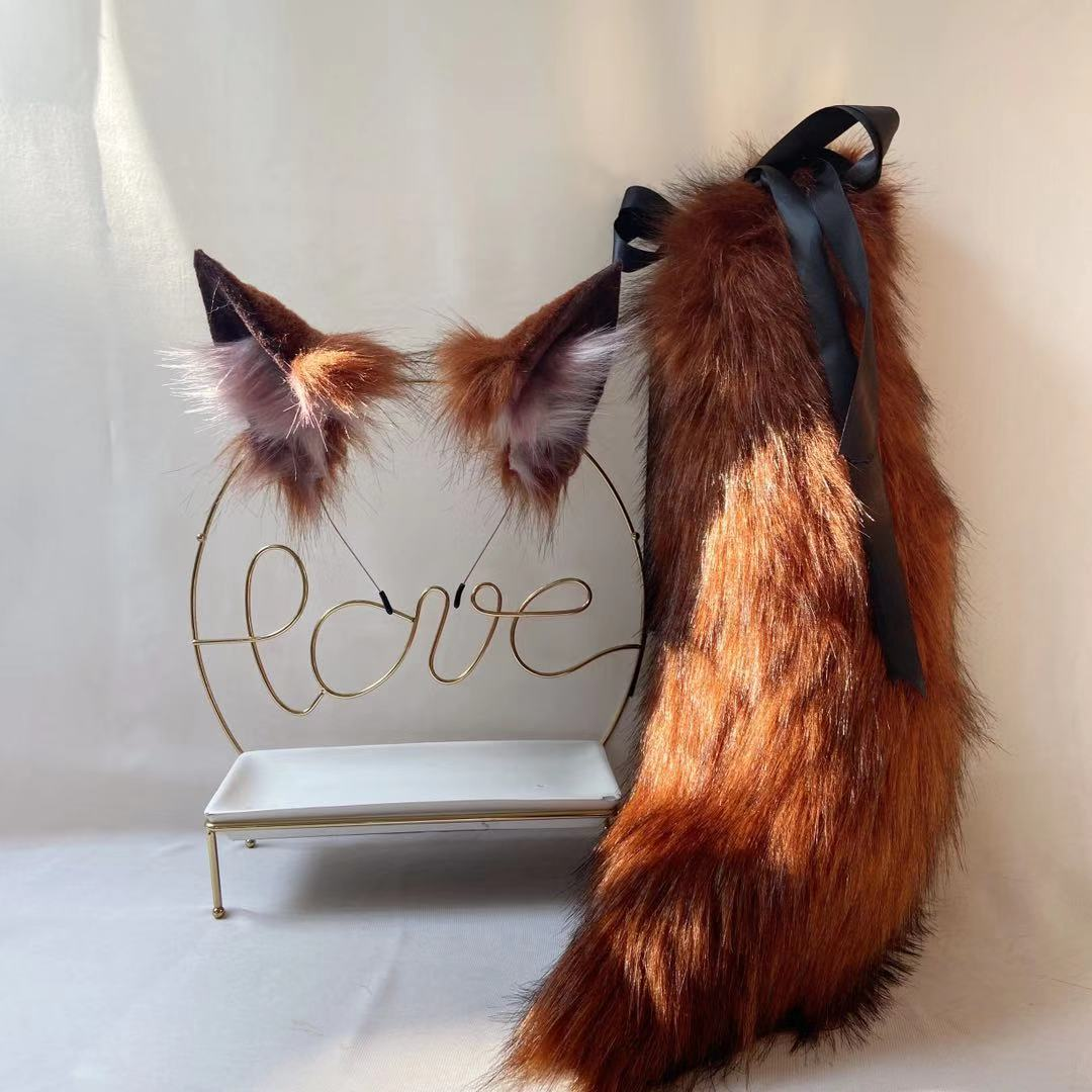 オオカミ　動物コスプレ　耳11cm/尻尾55cm　仮装　萌え　ふわふわ　アニマル変装　高品質　手作りイベント/ハロウイン/コスプレ小物-3