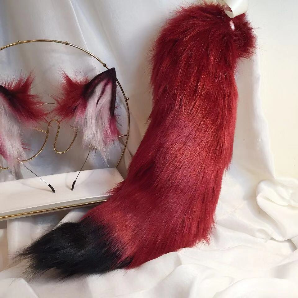 赤いオオカミ　動物コスプレ　耳9cm/尻尾55cm　仮装　萌え　ふわふわ　アニマル変装　高品質　手作りイベント/ハロウイン/コスプレ小物-6