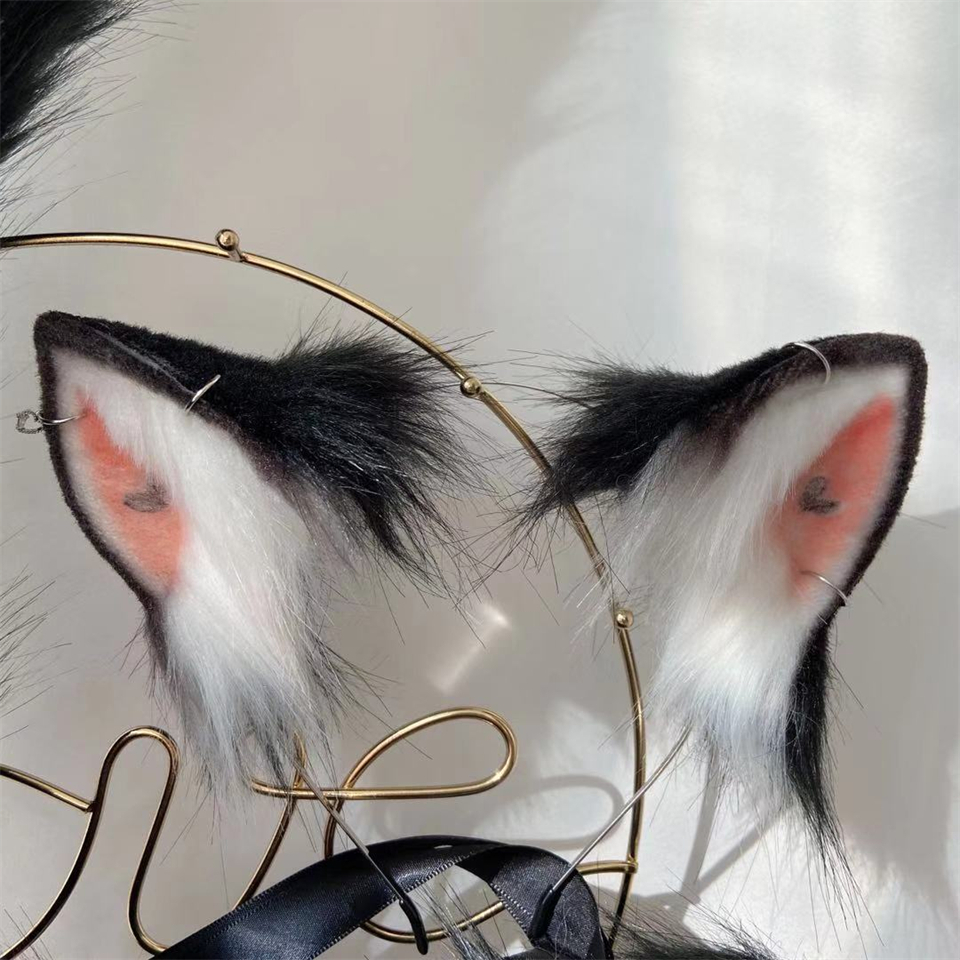 黒猫　動物コスプレ　耳6cm/尻尾70cm　仮装　萌え　ふわふわ　アニマル変装　高品質　手作りイベント/ハロウイン/コスプレ小物-3