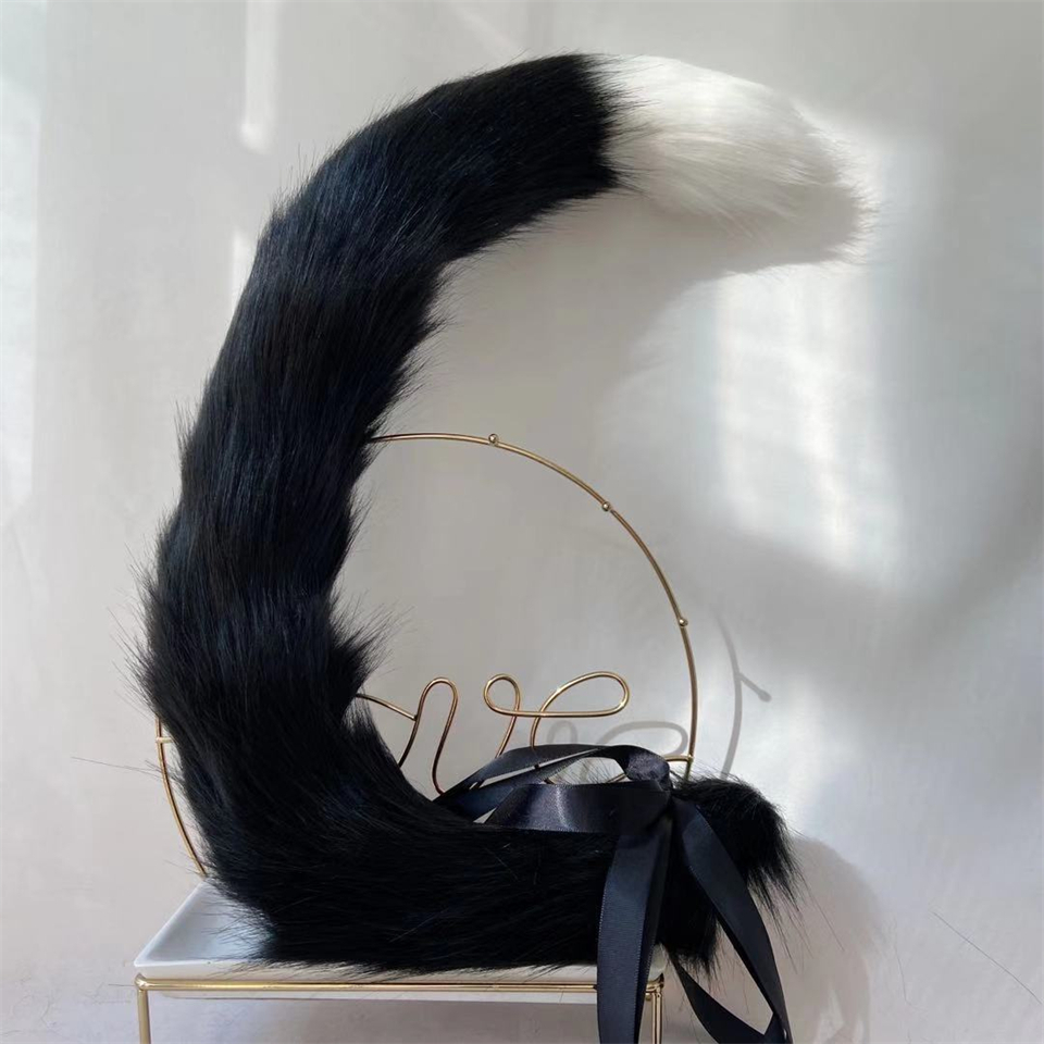 黒猫　動物コスプレ　耳6cm/尻尾70cm　仮装　萌え　ふわふわ　アニマル変装　高品質　手作りイベント/ハロウイン/コスプレ小物-4