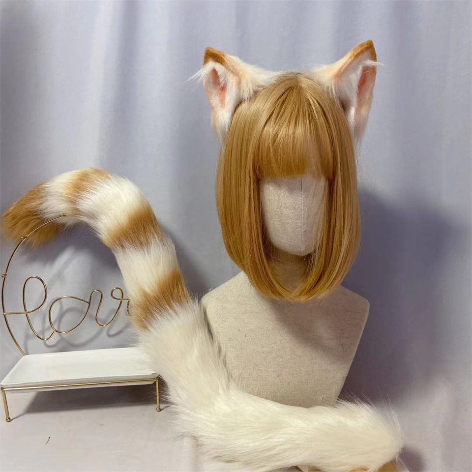 猫ネコ　動物コスプレ　耳6cm/尻尾80cm　仮装　萌え　ふわふわ　アニマル変装　高品質　手作りイベント/ハロウイン/コスプレ小物-2