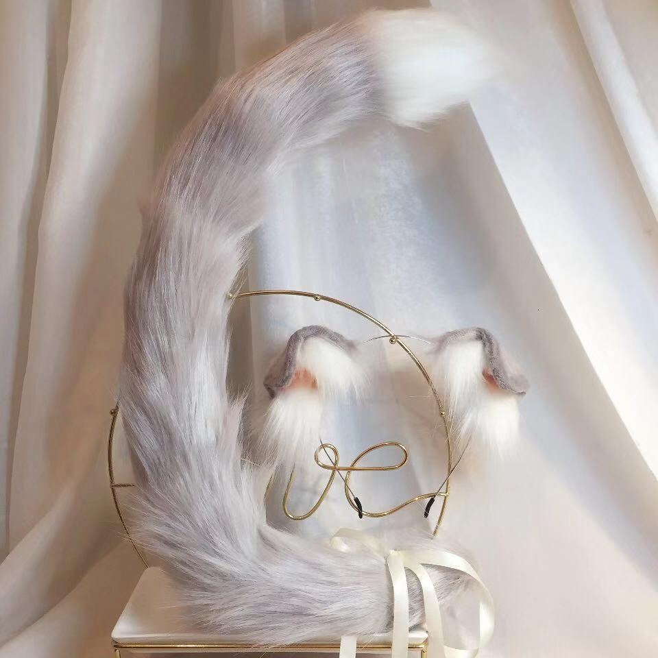 猫　動物コスプレ　耳7cm/尻尾80cm　仮装　萌え　ふわふわ　アニマル変装　高品質　手作りイベント/ハロウイン/コスプレ小物-2