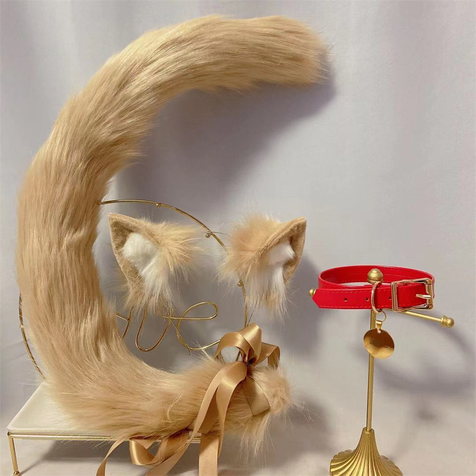 猫娘　動物コスプレ　耳8cm/尻尾80cm　仮装　萌え　ふわふわ　アニマル変装　高品質　手作りイベント/ハロウイン/コスプレ小物-3