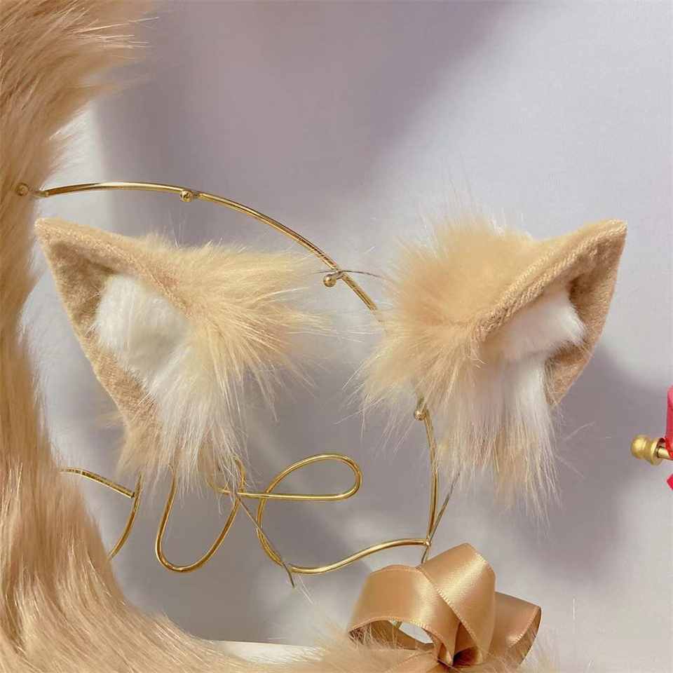 猫娘　動物コスプレ　耳8cm/尻尾80cm　仮装　萌え　ふわふわ　アニマル変装　高品質　手作りイベント/ハロウイン/コスプレ小物-4