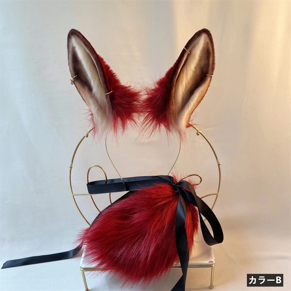 兎ウサギ　動物コスプレ　耳12cm/尻尾15cm　仮装　萌え　ふわふわ　アニマル変装　高品質　手作りイベント/ハロウイン/コスプレ小物-5