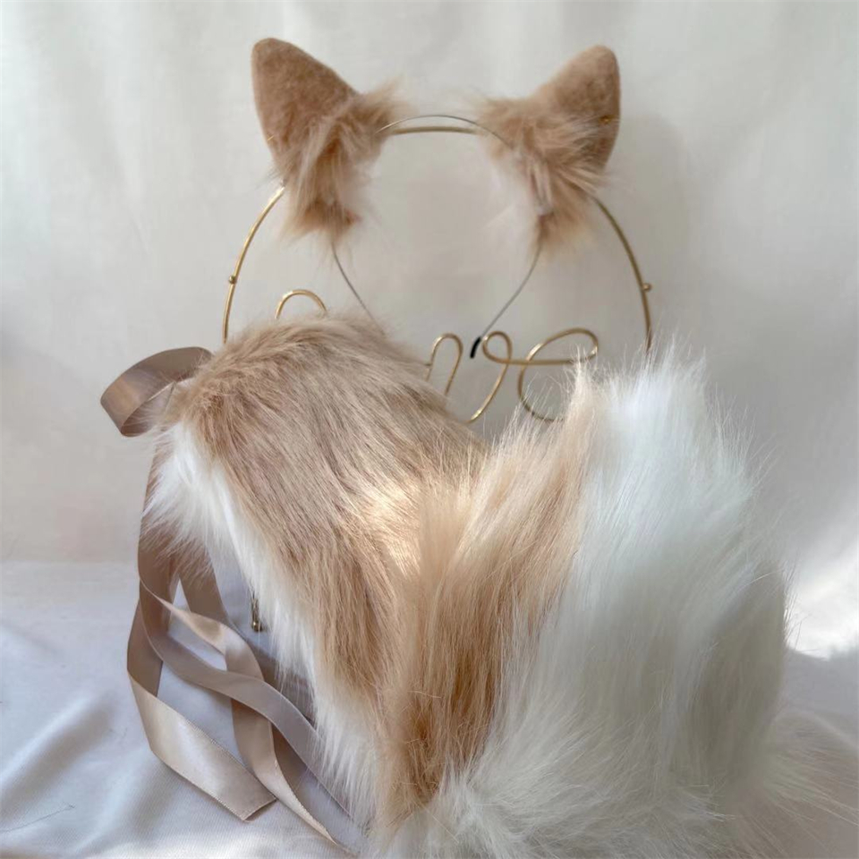 犬いぬ　動物コスプレ　耳8cm/尻尾50cm　仮装　萌え　ふわふわ　アニマル変装　高品質　手作りイベント/ハロウイン/コスプレ小物-4