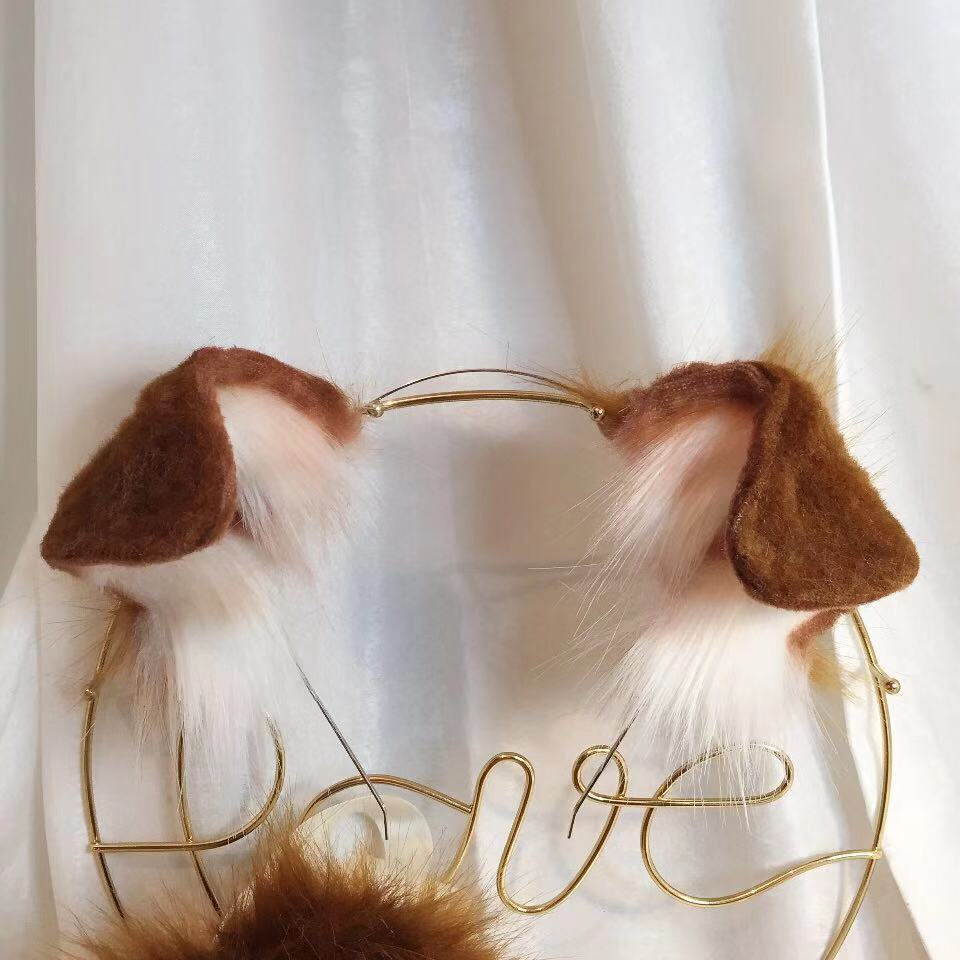 犬いぬ　動物コスプレ　耳8cm/尻尾50cm　仮装　萌え　ふわふわ　アニマル変装　高品質　手作りイベント/ハロウイン/コスプレ小物-11