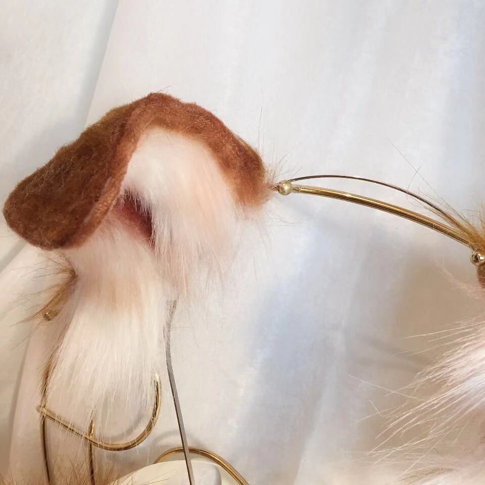 犬いぬ　動物コスプレ　耳8cm/尻尾50cm　仮装　萌え　ふわふわ　アニマル変装　高品質　手作りイベント/ハロウイン/コスプレ小物-12