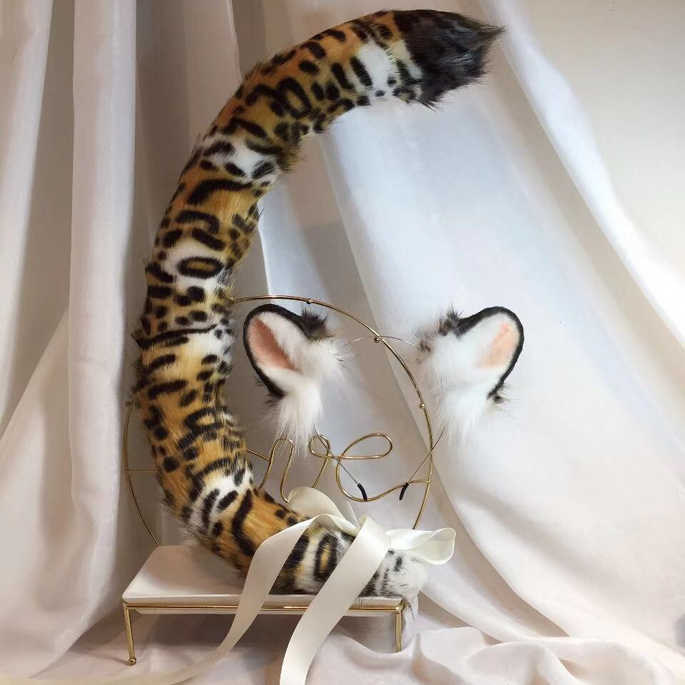 虎トラ　動物コスプレ　耳7cm/尻尾80cm　仮装　萌え　ふわふわ　アニマル変装　高品質　手作りイベント/ハロウイン/コスプレ小物-2