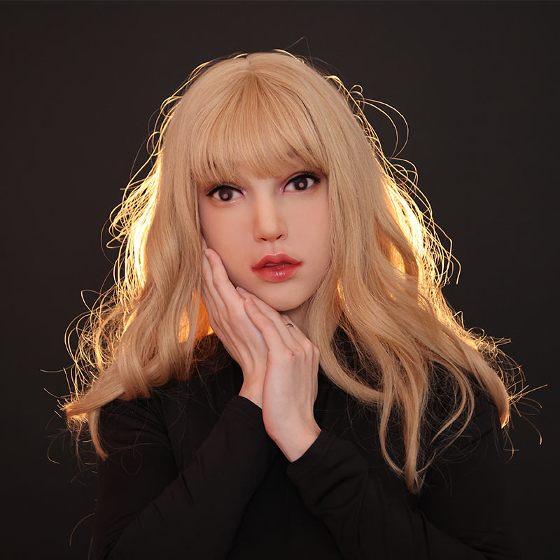 美人顔のLilyちゃん　新品フィメールマスク　全頭スタイル　後ろ紐付き　メイク付き　顔にピッタリ　ニューハーフ　女装　可愛い女性の顔　シリコン製フェイススキン-3