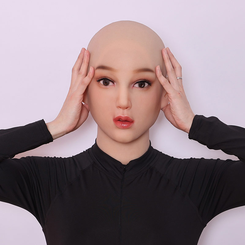 美人顔のLilyちゃん　新品フィメールマスク　全頭スタイル　後ろ紐付き　メイク付き　顔にピッタリ　ニューハーフ　女装　可愛い女性の顔　シリコン製フェイススキン-15