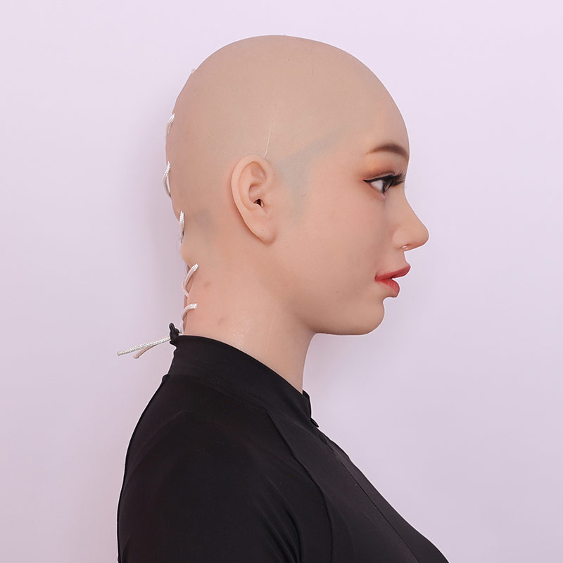 美人顔のLilyちゃん　新品フィメールマスク　全頭スタイル　後ろ紐付き　メイク付き　顔にピッタリ　ニューハーフ　女装　可愛い女性の顔　シリコン製フェイススキン-17