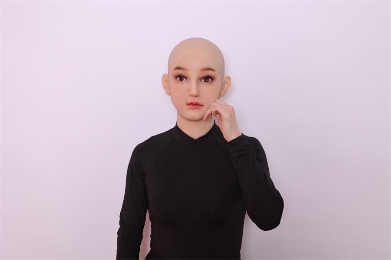 美人顔のLilyちゃん　新品フィメールマスク　全頭スタイル　後ろ紐付き　メイク付き　顔にピッタリ　ニューハーフ　女装　可愛い女性の顔　シリコン製フェイススキン-16