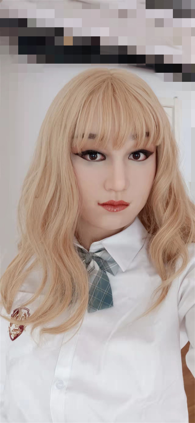 フィメールマスク　Rose　美人顔　全頭スタイル　目玉無し　メイク付き　柔らかいシリコン素材　顔にピッタリ　ニューハーフ　女装フェイススキン　変装用品-11