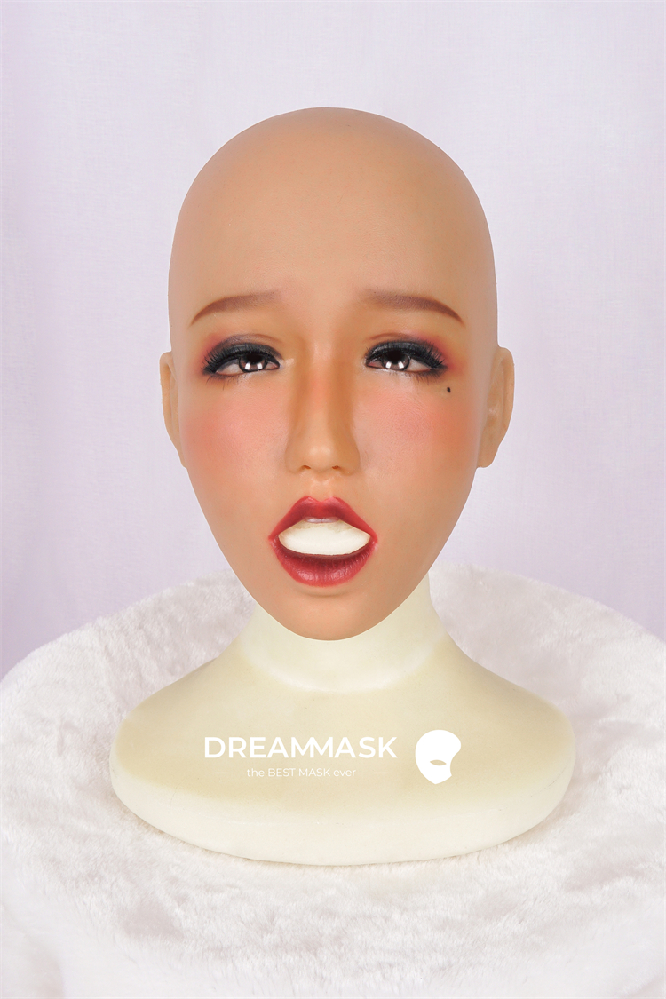 【この顔見たら、我慢はできない】欲夢M18　恥ずかしい顔シリーズ　ちゃんと口フェラできる高品質のフィメールマスク　欲求不満な顔　メイク付き　SMゲーム　強制に口を開ける　取り外し可能の瞳付き　フェイススキン　シリコン材質　全頭密閉/後ろ紐付き　cdcoser通販　全国送料無料-5