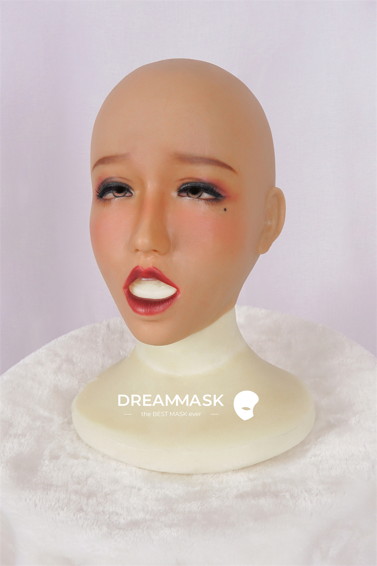 【この顔見たら、我慢はできない】欲夢M18　恥ずかしい顔シリーズ　ちゃんと口フェラできる高品質のフィメールマスク　欲求不満な顔　メイク付き　SMゲーム　強制に口を開ける　取り外し可能の瞳付き　フェイススキン　シリコン材質　全頭密閉/後ろ紐付き　cdcoser通販　全国送料無料-6