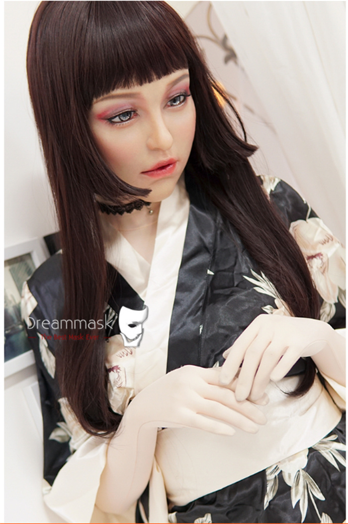 「スペシャルメイク付き　数量限定版」隣のお姉様　米蘭ちゃんM10　美人フェイススキン　あどけない顔のお嬢さん　女装マスク　超フィット　高級シリコン素材　紐結び/全頭タイプ　フィメールマスク-3
