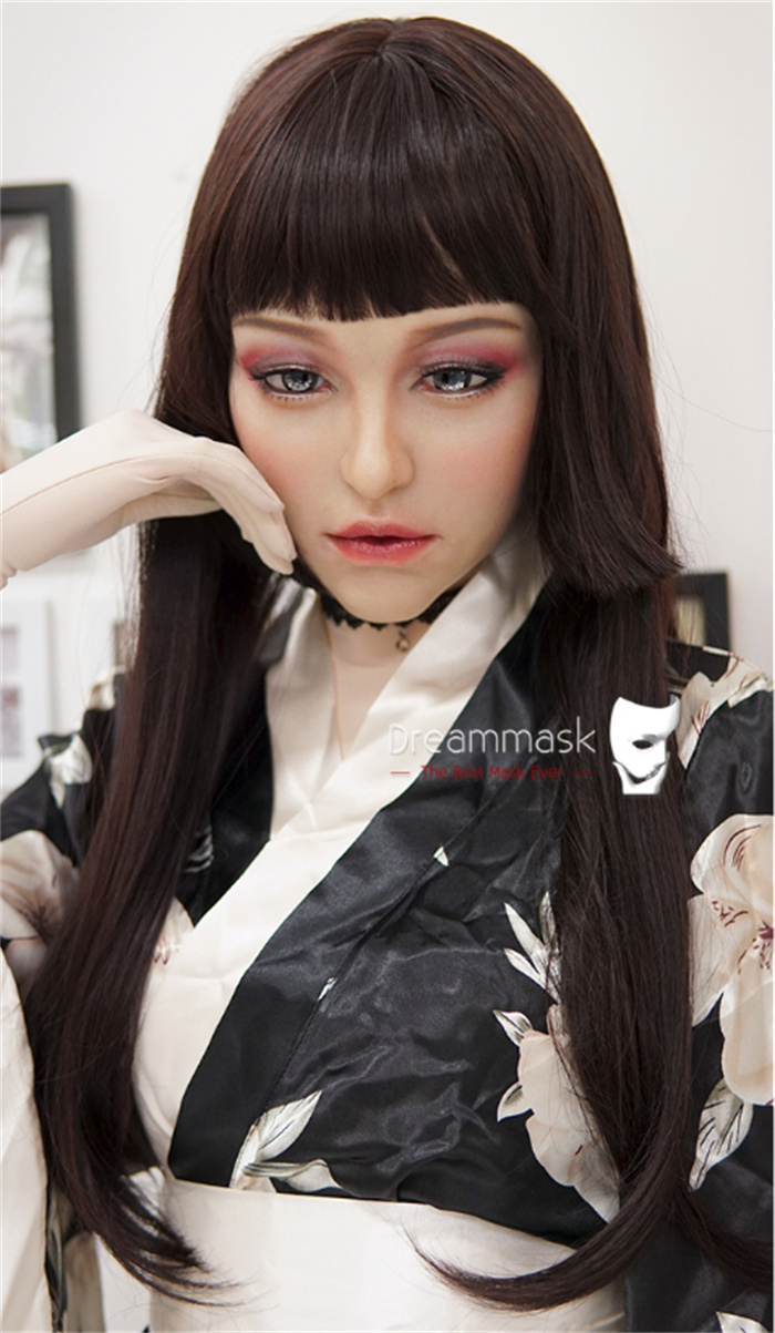 「スペシャルメイク付き　数量限定版」隣のお姉様　米蘭ちゃんM10　美人フェイススキン　あどけない顔のお嬢さん　女装マスク　超フィット　高級シリコン素材　紐結び/全頭タイプ　フィメールマスク-4