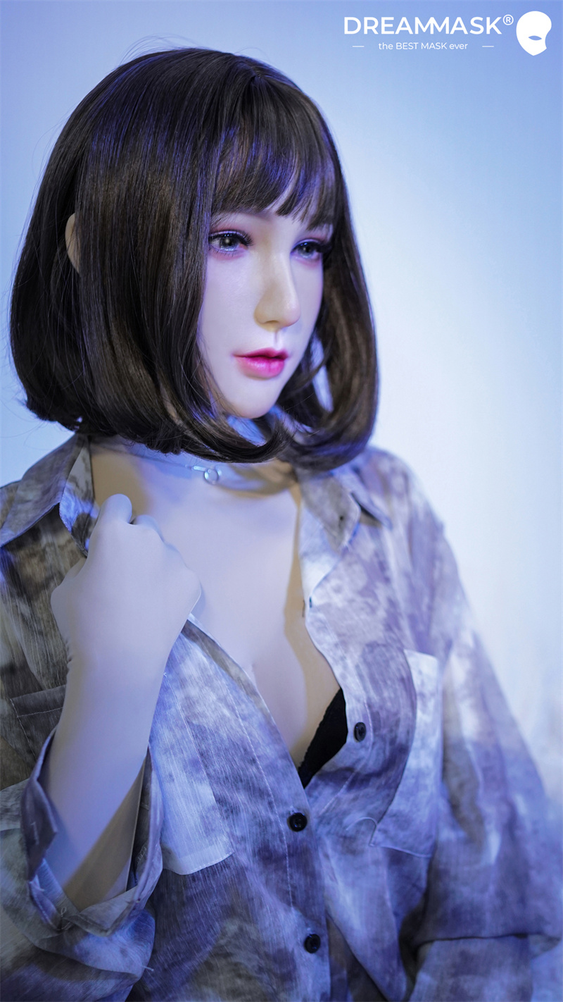 最新作のドール系の少女Q04「チン4」晴ちゃん　セクシー純欲少女　可愛がる顔　柔らかいシリコンフィメールマスク　ハーフマスク　瞳無/付き　アジア顏向け　美人の顔　ノーマルメイク付き　女装フェイススキン　半面/ファスナー付き/紐結びタイプ　可愛くなりたい女装子必見　正規品保証　cdcoser通販　全国送料無料-6