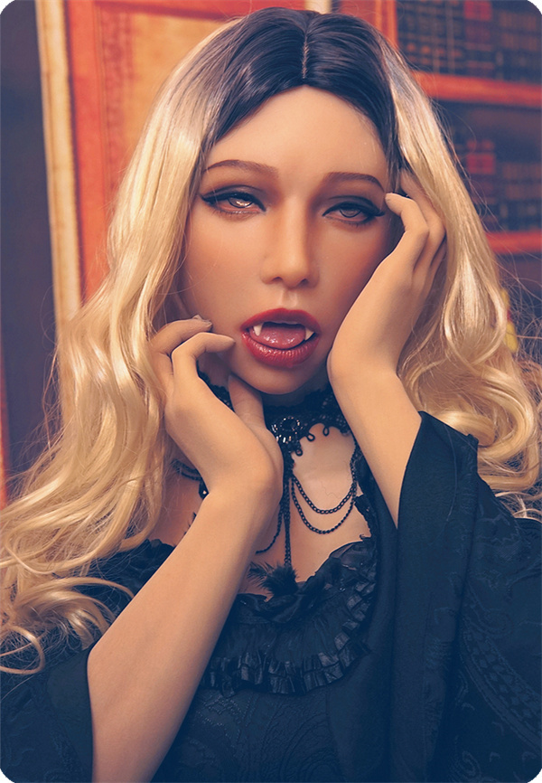 “Poppy”欲桃M08　恥ずかしい顔シリーズ　美人の吸血鬼　シリコン製　SMゲーム　強制に口を開ける　フィメールマスク　ハロウィン　面白い変装好物-4