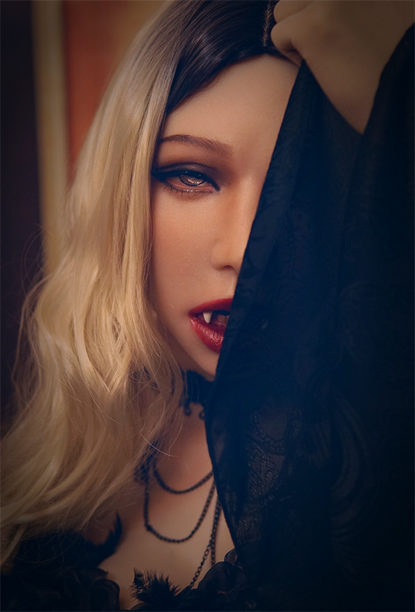 “Poppy”欲桃M08　恥ずかしい顔シリーズ　美人の吸血鬼　シリコン製　SMゲーム　強制に口を開ける　フィメールマスク　ハロウィン　面白い変装好物-6