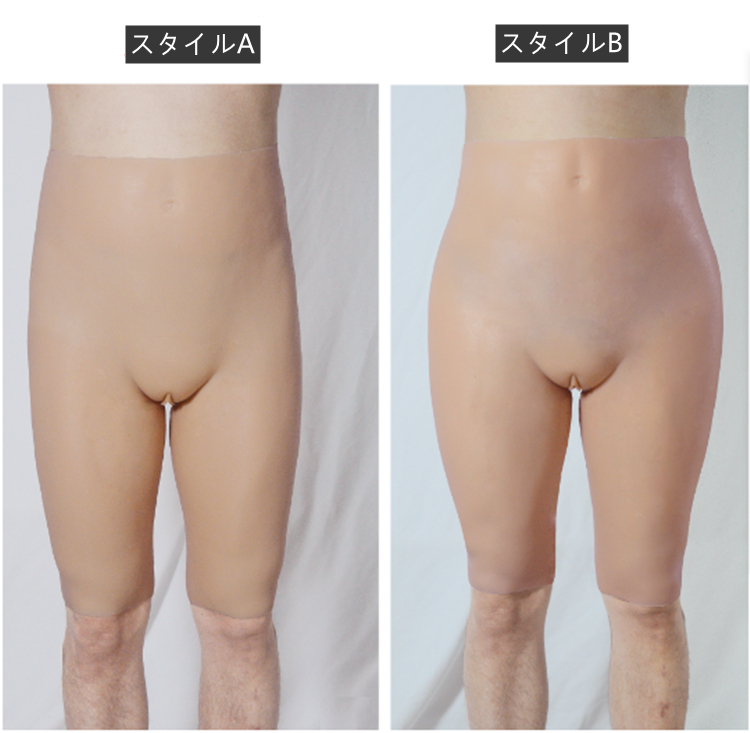 Ｓサイズは小柄のアジア方にもご着用可能　新品の性転換パンツ　大人気の五分丈シリコン下着　裏側がピット縞模様　豊股豊尻　女性器が2つあるシリコン下着オーダー可能　ヒップアップショーツ　ハイウエスト　美尻　リアルな女性器　通気性が良い　女装したい方＆男の娘にお勧め　性転換　変装必要品-3