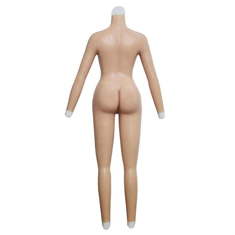 Bカップシリコン女体化スーツ　小柄向けの女装ボディースキン　シリコン充填／高弾性綿充填　ペニス隠し　挿入不可/可能　瘦せ型男子向けの袖付きの全身連体九分丈　男の娘　クロスドレス　フィメールボディスーツ-18