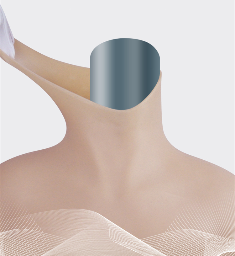 袖無し五分丈の女体化スーツ　B/C/D/Eカップ選択可能　女性のような完璧な胸（シリコン充填）　一体型の偽膣（セックス用）＆導尿管付き　陰毛選択可能　裏側に凹凸デザイン　排汗便利　背中に穴が空く　フィメールボディスーツ　女装一体型　超リアル　男の娘変装用　簡単に性別変身　全国送料無料-5