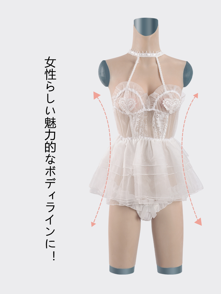 袖無し五分丈の女体化スーツ　B/C/D/Eカップ選択可能　女性のような完璧な胸（シリコン充填）　一体型の偽膣（セックス用）＆導尿管付き　陰毛選択可能　裏側に凹凸デザイン　排汗便利　背中に穴が空く　フィメールボディスーツ　女装一体型　超リアル　男の娘変装用　簡単に性別変身　全国送料無料-6