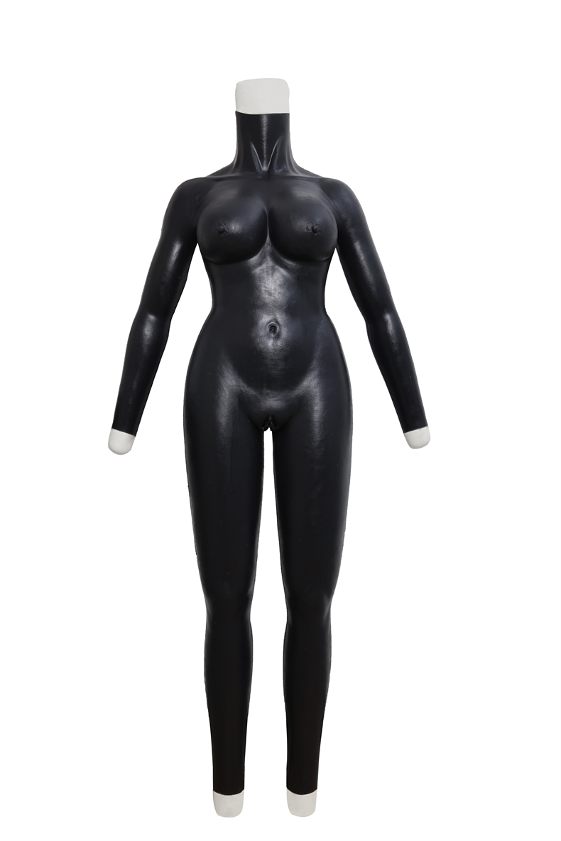 Bカップシリコン女体化スーツ　小柄向けの女装ボディースキン　シリコン充填／高弾性綿充填　ペニス隠し　挿入不可/可能　瘦せ型男子向けの袖付きの全身連体九分丈　男の娘　クロスドレス　フィメールボディスーツ-19