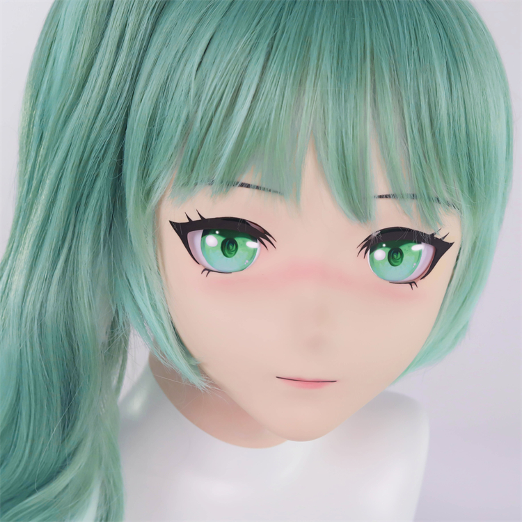 超可愛い顔!!　Type G Mint 　着ぐるみマスク＆緑色ツインテールウィッグセット　Rubberback　サイズオーダーメイド　正規品保証　大人気Kigurumi Mask　河妖工房製品　全国送料無料-8